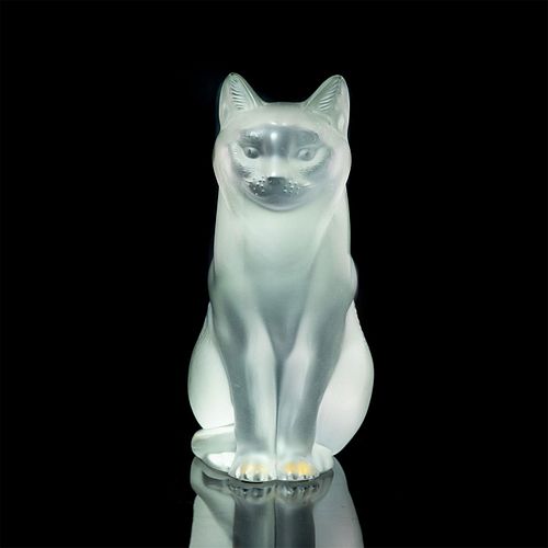 LALIQUE CRYSTAL FIGURINE, SITTING CAT