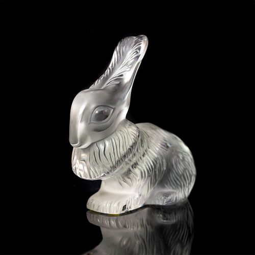 LALIQUE FRENCH CRYSTAL FIGURINE, RABBIT,