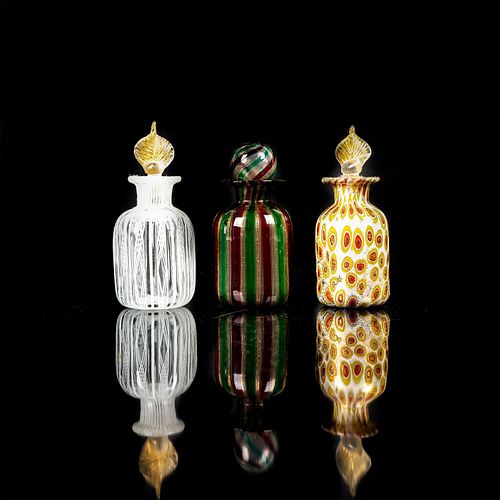 3PC DECORATIVE GLASS BOTTLES WITH