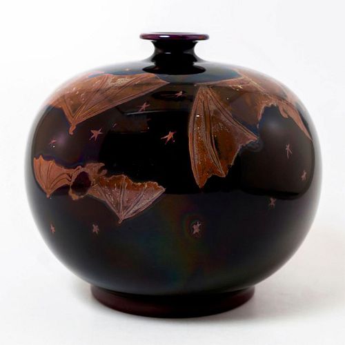 BERNARD MOORE CERAMIC FLAMBE VASE,