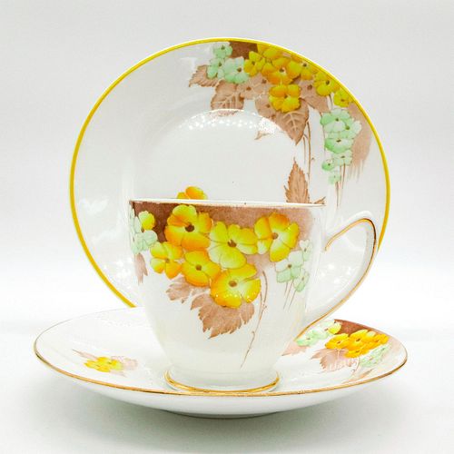 3PC SHELLEY ENGLAND TEA SET TRIO, YELLOW