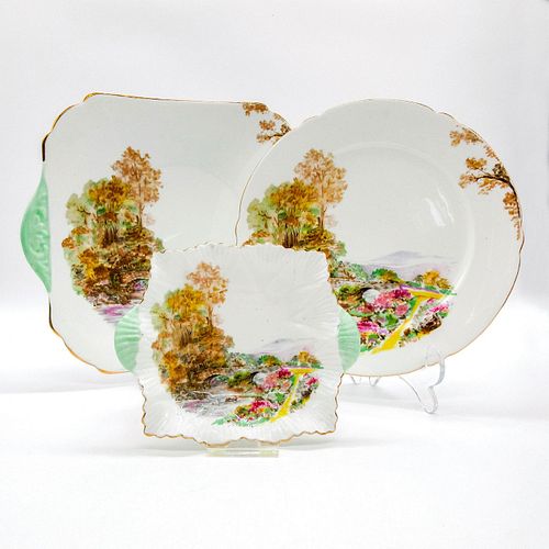 3PC SHELLEY ENGLAND DISHES HEATHERVintage 396083