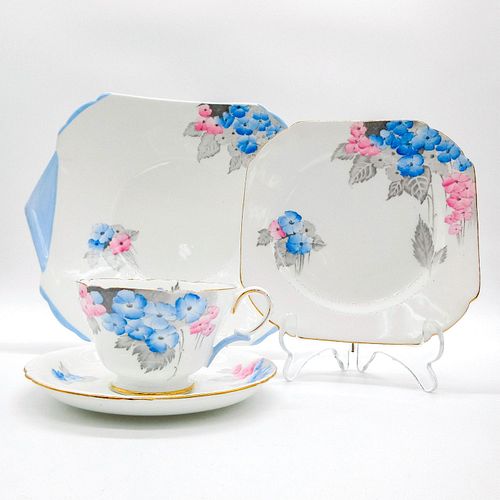 4PC SHELLEY ENGLAND TEA SET, BLUE PHLOXBone