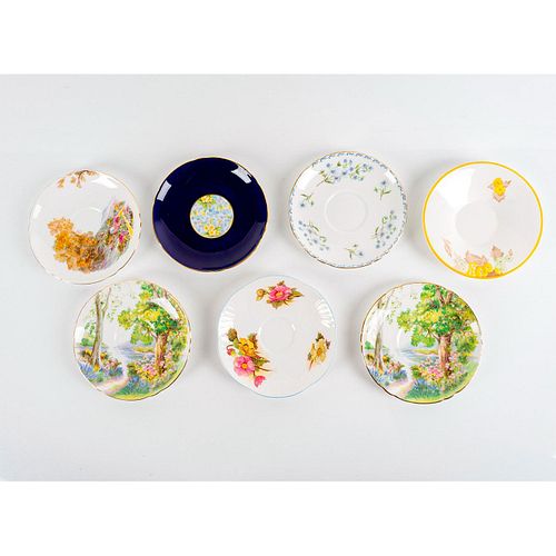 7PC SHELLEY ENGLAND SAUCERS VARIOUSThree 39608c