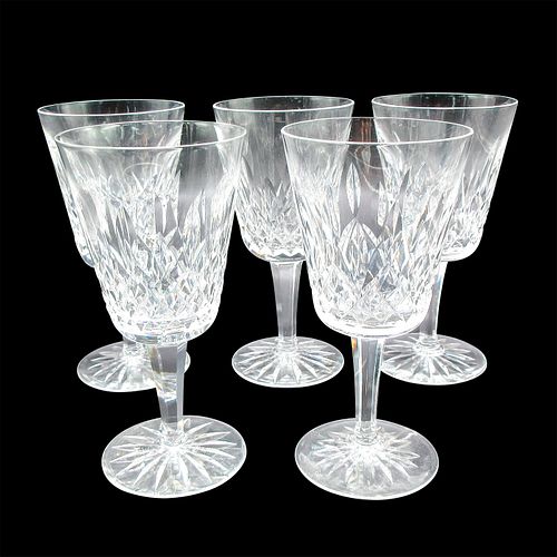 5PC WATERFORD CRYSTAL WATER GOBLETS  3960dd