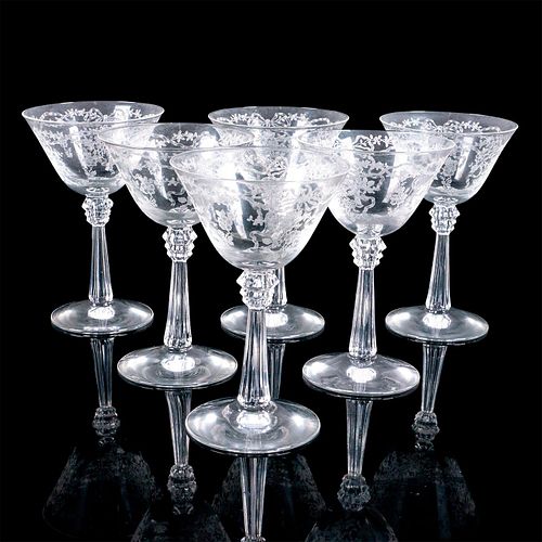 6PC SET OF VINTAGE AMERICAN ETCHED GLASS