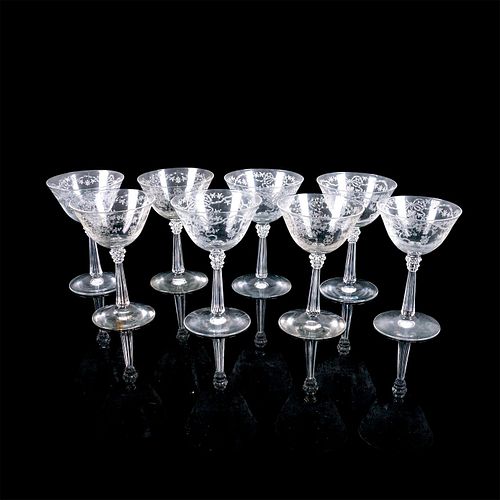 8PC SET OF VINTAGE AMERICAN ETCHED GLASS