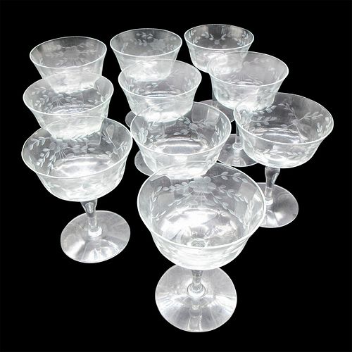 10PC CRYSTAL SORBET GLASSES ETCHED 3960e5