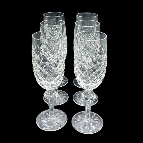 6PC WATERFORD CRYSTAL FLUTED CHAMPAGNE 3960de
