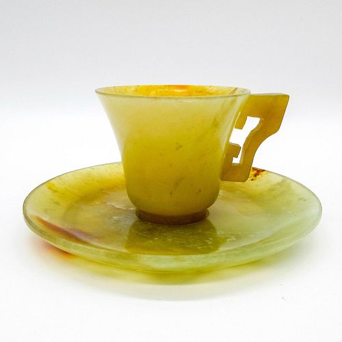 2PC CHINESE JADEITE CUP WITH SAUCERA 39620c