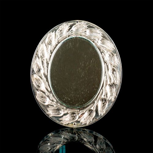 LALIQUE CRYSTAL OVAL VANITY MIRROR,