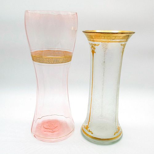 2PC DECORATIVE GLASS VASESSlender, cylindrical