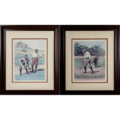 FRAMED PAIR OF VINTAGE GOLFING