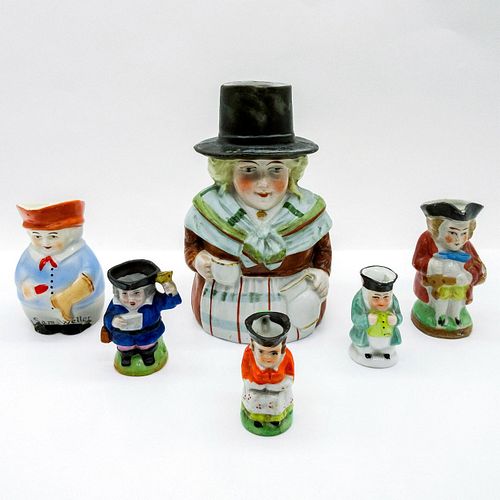 6PC VARIOUS CHARACTER TOBY JUGS,