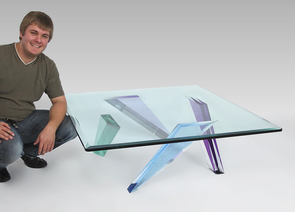 MODERNE LUCITE & GLASS COFFEE TABLE: