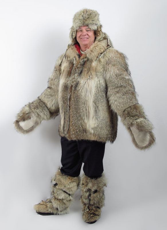 WOLF FUR PARKA MUKLUKS MITTENS 396656