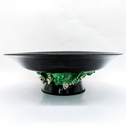 LARGE CERAMIC PEDESTAL BOWL, FROGS