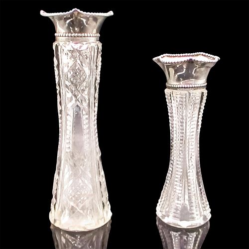 2PC VINTAGE CUT GLASS AND STERLING