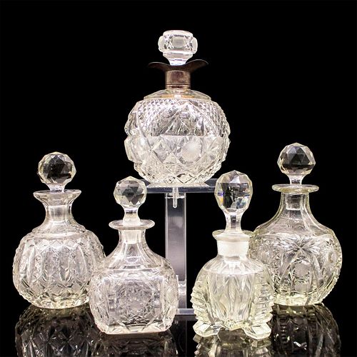 5PC VINTAGE CUT GLASS WHISKEY AND