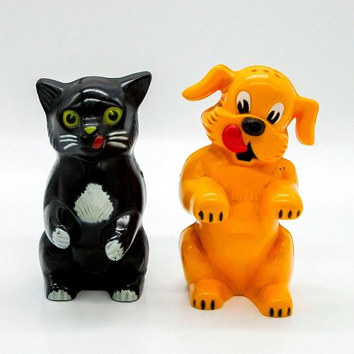 VINTAGE BLACK CAT AND YELLOW DOG