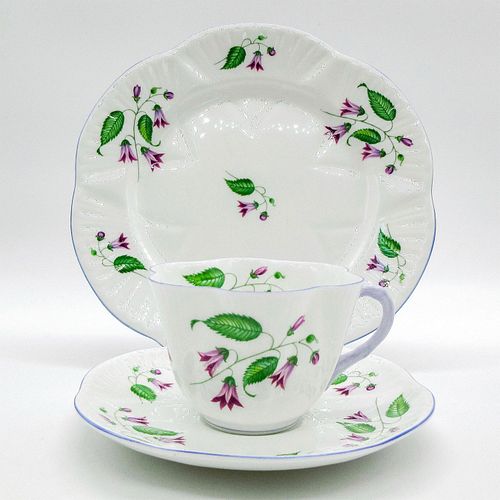 3PC SHELLEY ENGLAND TEA SET TRIO, CAMPANULABone