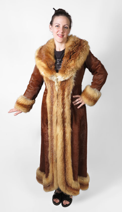 FULL LENGTH SEALSKIN FOX FUR TRIMMED