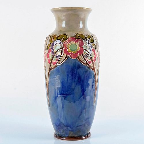 ROYAL DOULTON TALL VASE WITH FLORAL 396ec5