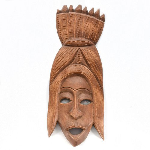 VINTAGE TRIBAL CARVED WOODEN WALL MASKHand