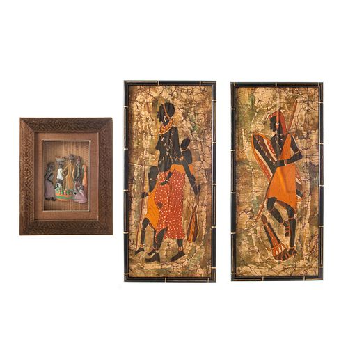 THREE AFRICAN WALL ART PIECES,