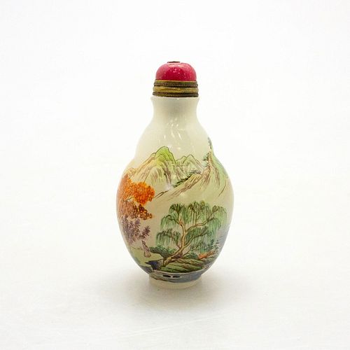 CHINESE VINTAGE SNUFF BOTTLE FISHING 3998d8