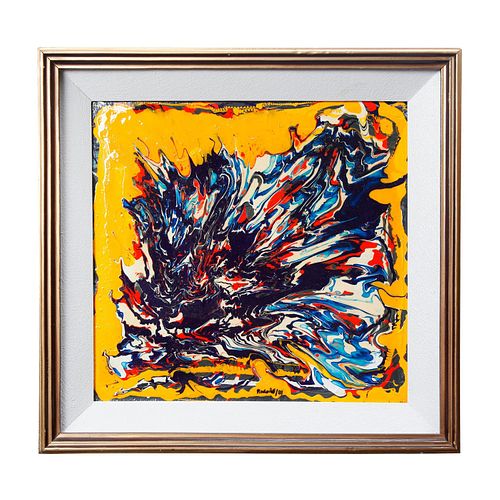 FRAMED ABSTRACT OIL PAINTING ON
