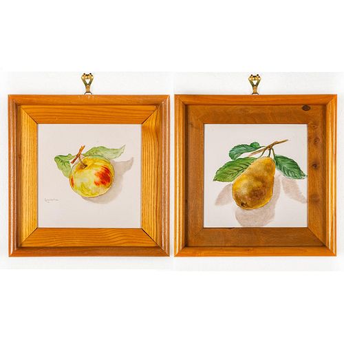 PAIR OF ITALIAN CERAMIC FRUIT PLAQUES,