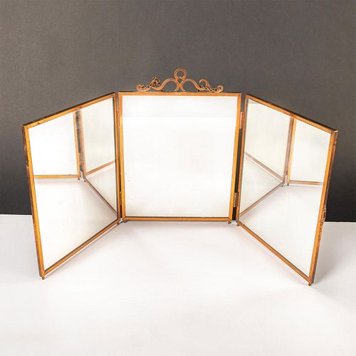 TRI-FOLD COPPER VANITY MIRROR,