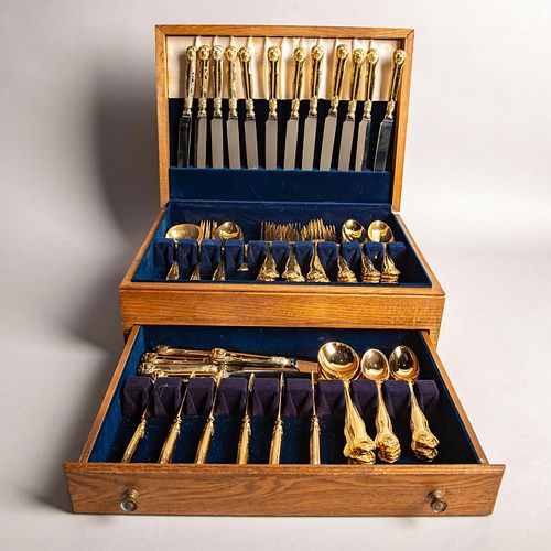 ROBERTS AND BELK 84PC GOLD PLATED FLATWARE