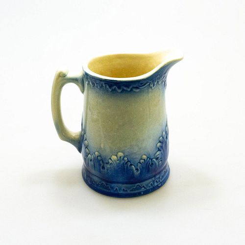 GLAZED FLOW BLUE STONEWARE PITCHERHigh 3999e6