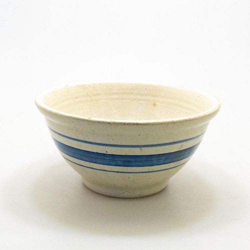 BANDED BLUE STONEWARE BOWLBlue banded