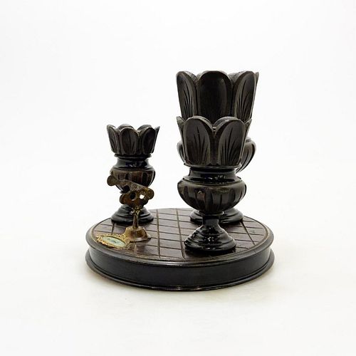 EBONIZED CIGAR STAND WITH CIGAR