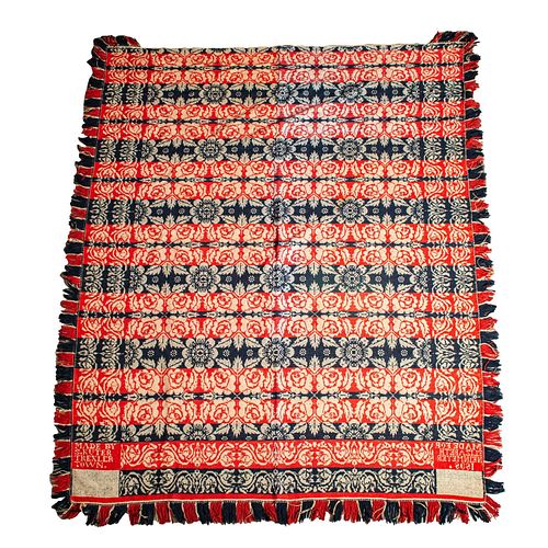 19TH C S KUTER JACQUARD COVERLET  399a26