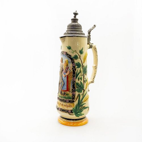 ANTIQUE GERMAN PORCELAIN 2L BEER STEIN