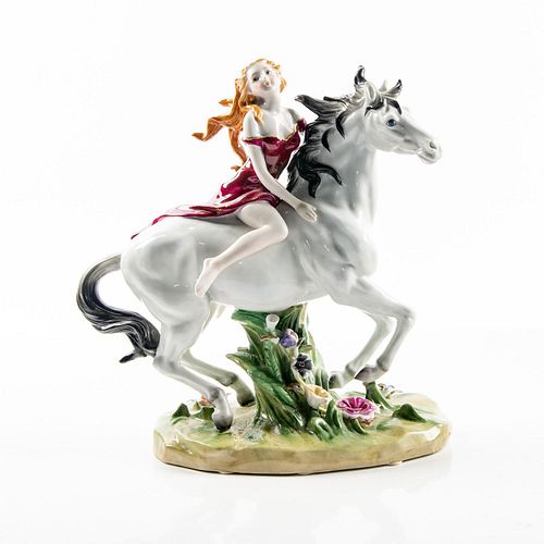 GERMAN LARGE PORCELAIN FIGURE GIRL RIDING