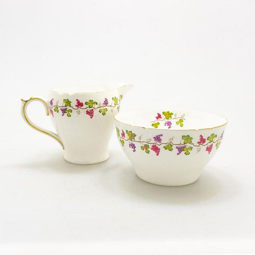 SHELLEY BONE CHINA SUGAR BOWL AND CREAMER,