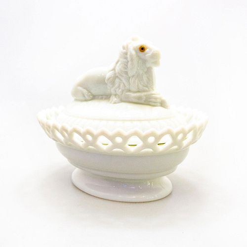 WESTMORELAND WHITE MILK GLASS COVERED 399eca