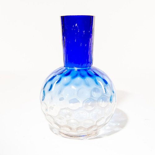 VINTAGE BLUE ART GLASS THUMBPRINT 399f07