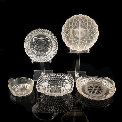 5 VINTAGE DIAMOND CUT GLASS BOWLS AND