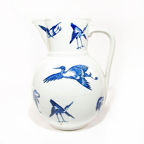 LARGE CINESE BLUE AND WHITE CRANE JUGCeramic;