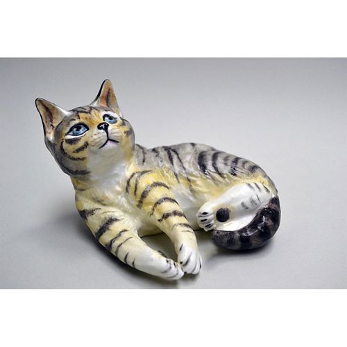 ROYAL WORCESTER PORCELAIN GREY TABBY