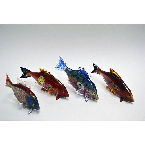 MURANO GLASS TROPICAL FISH FOUR 39a189