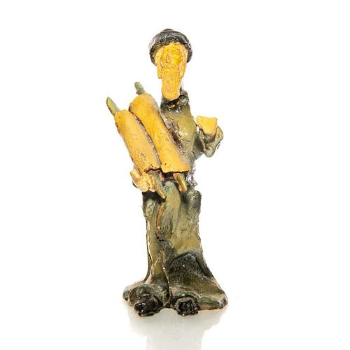 JUDAICA CLAY POTTERY RABBI SCULPTURE