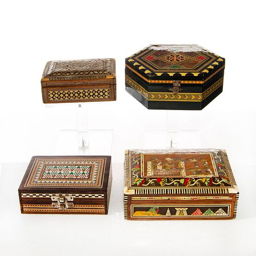 4 INLAID WOOD BOXESTessellated,