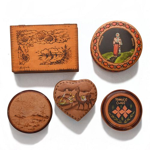 5 HAND CARVED WOODEN TRINKET BOXESFrom